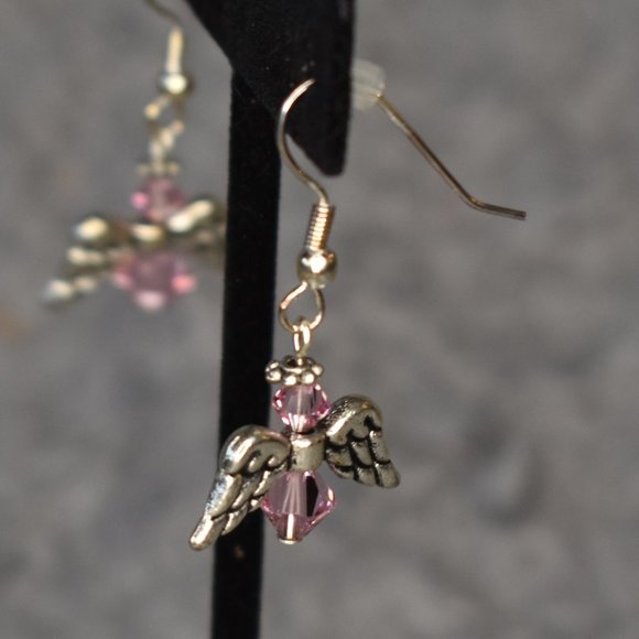 🔥 3/$15 NWT Handmade Pink and Silver Angel Earrings - Picture 3 of 7